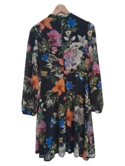 Orsay Freizeitkleid Blumenmuster Damen Gr. 36/S Mehrfarbig Raffungen