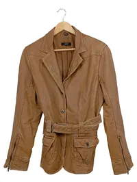 Aust Damen Lederjacke Braun Gr. 42 Casual Echtleder Gürtel 1