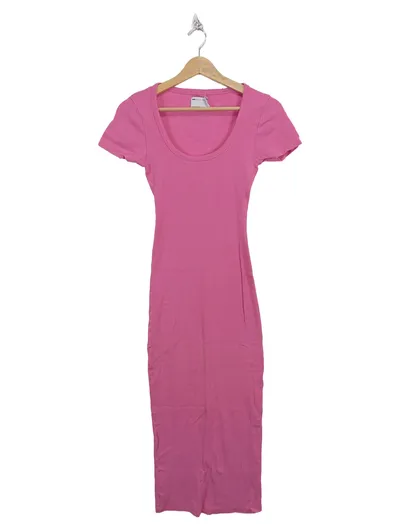 ASOS Design Damen Freizeitkleid Gr. 34/XS Pink Casual Rippstrick Midi