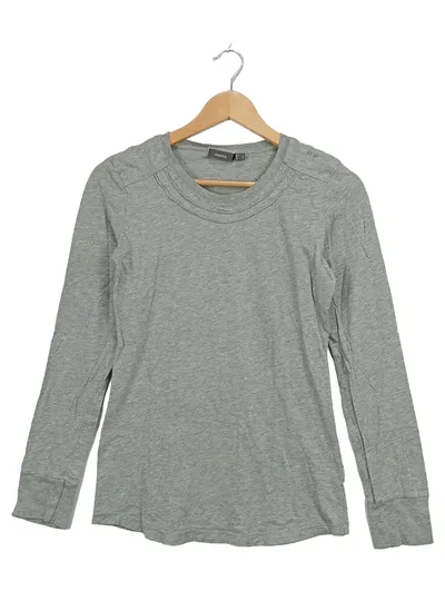 MEXX Damen Langarmshirt Gr. S grau meliert Baumwolle Basic