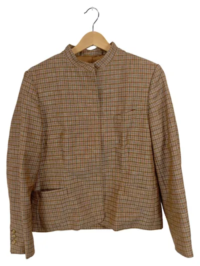Felicitas Queisser Blazer Damen Kariert Beige Business Gr. 38 M Klassisch
