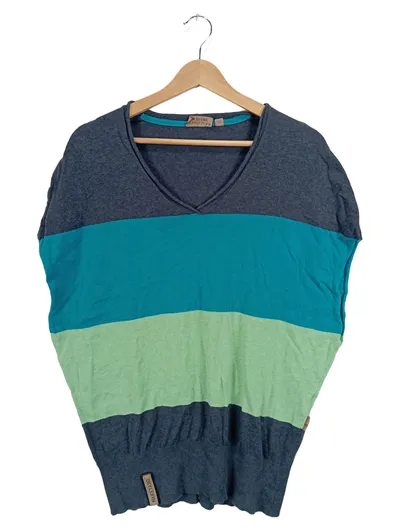 Naketano Damen Pullunder V-Ausschnitt gestreift Gr. M/L Baumwolle