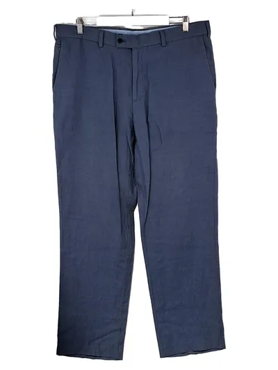 Charles Tyrwhitt Stoffhose Herren W 38, L 34 Blau Classic Fit Baumwolle Leinen