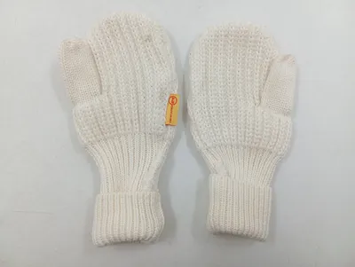 Steiff Baby Fäustlinge Winterschutz Handschuhe Weiß Strick Bär
