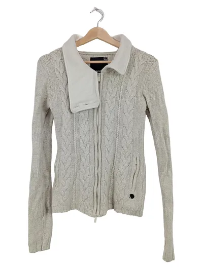 Bench. Damen Strickjacke Gr. S Beige Zopfmuster Reißverschluss