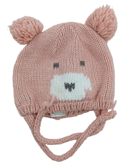 Tom Tailor Baby Mütze Rosa Bärenmotiv Bommeln 18-24 Monate Strick