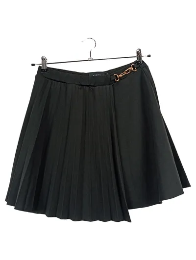 Mohito Damen Faltenrock Gr. 40/L Schwarz Modern mit Gürtel