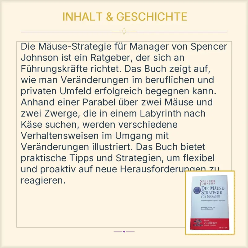 Die Mäuse-Strategie für Manager Spencer Johnson Jubiläumsausgabe Ariston Buch 3