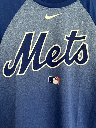 Nike Herren Baseball Trikot New York Mets Dri-Fit Raglan Blau Gr. S