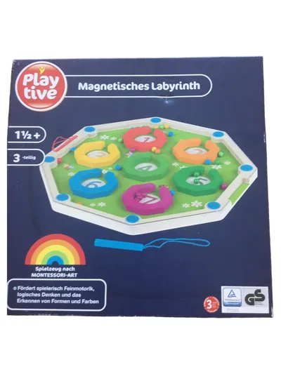 Playtive Magnetisches Labyrinth Motorikspielzeug Holzbausteine Mehrfarbig