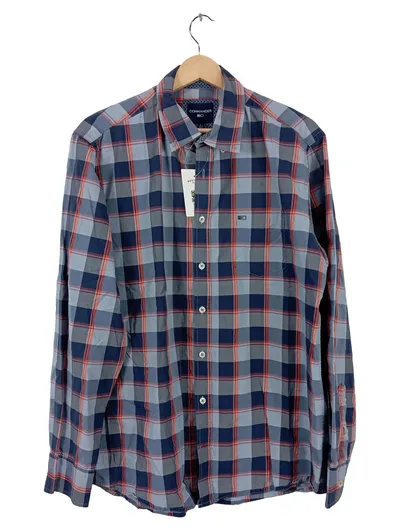 Commander Herren Karohemd Langarm Blau Rot Gr. L 41/42 Baumwolle
