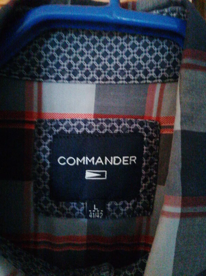 Commander Herren Karohemd Langarm Blau Rot Gr. L 41/42 Baumwolle 2