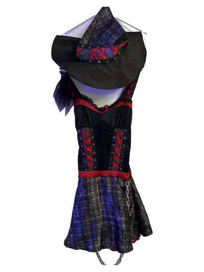 Crazy Days Hexenkostüm Damen Kleid mit Hut Gr. 36 Schwarz Rot Halloween