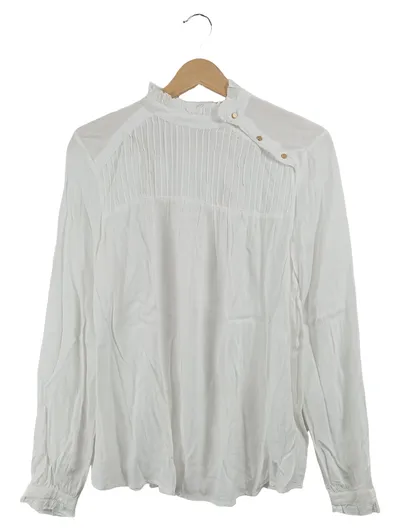 Soyaconcept Bluse Damen Gr. 36 Weiß Stehkragen Knopfleiste Viskose