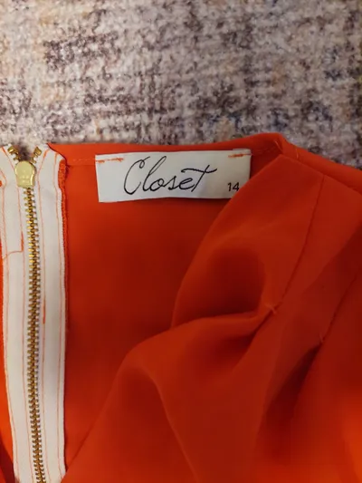 Closet London Damen Kleid Gr. 38 Orange Weiß Elegant Festlich Ärmellos