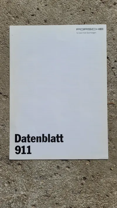 Porsche 911 Datenblatt Original Prospekt Broschüre Technische Daten