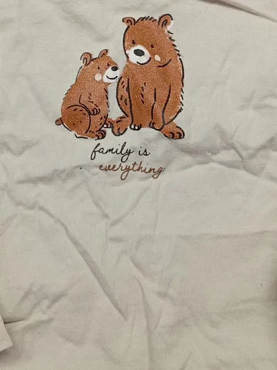 dopodopo Baby Langarmshirt Gr. 68 Bären Tiermotiv Beige Baumwolle