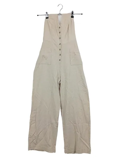 LASCANA Damen Jumpsuit Beige Gr. 34 XS Leinen Viskose Knopfleiste Casual