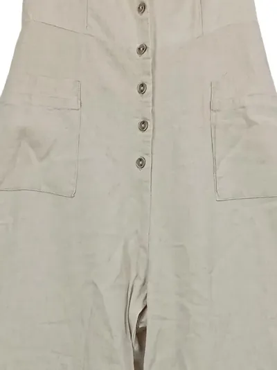 LASCANA Damen Jumpsuit Beige Gr. 34 XS Leinen Viskose Knopfleiste Casual