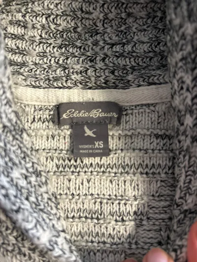 Eddie Bauer Damen Strickjacke Gr. 34 XS Grau Meliert Reißverschluss Casual