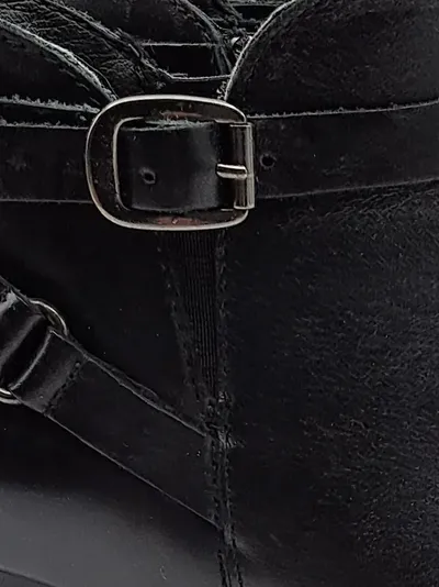 Salamander Damen Leder Stiefeletten Schwarz Gr. 37 Reißverschluss Blockabsatz