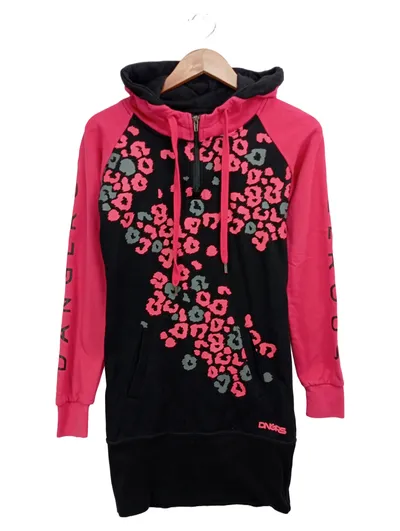 DNGRS Damen Kapuzenpullover XS/34 Schwarz Pink Tiermotiv Streetwear Hoodie
