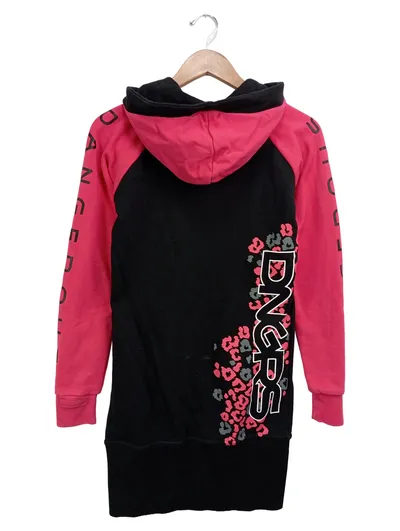 DNGRS Damen Kapuzenpullover XS/34 Schwarz Pink Tiermotiv Streetwear Hoodie