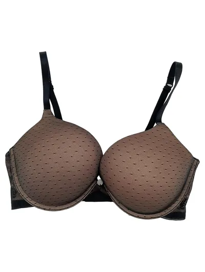 DKNY Damen BH 80D Beige Schwarz Punkte Spitze Bügel Push-Up