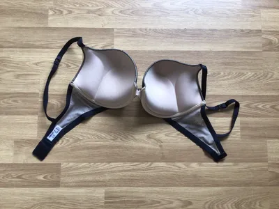 DKNY Damen BH 80D Beige Schwarz Punkte Spitze Bügel Push-Up