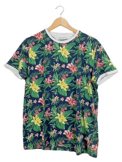 E.B. Company Herren T-Shirt XL Casual Blumenmuster Mehrfarbig Kurzarm