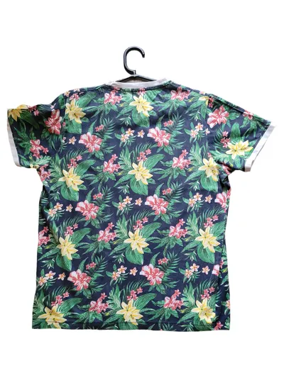E.B. Company Herren T-Shirt XL Casual Blumenmuster Mehrfarbig Kurzarm