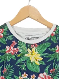 E.B. Company Herren T-Shirt XL Casual Blumenmuster Mehrfarbig Kurzarm 6