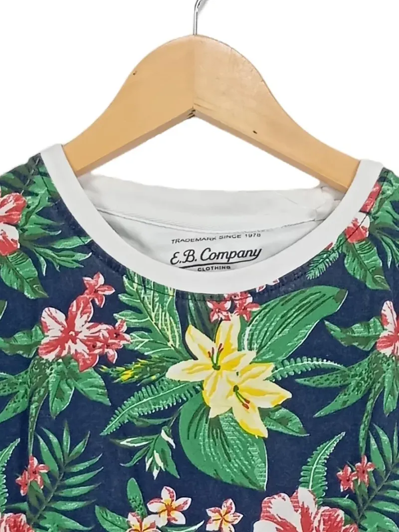 E.B. Company Herren T-Shirt XL Casual Blumenmuster Mehrfarbig Kurzarm 6