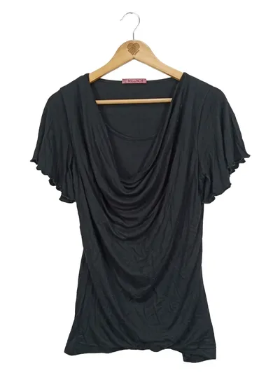 Wissmach Damen Bluse Kurzarm Viskose Rüschen Raffungen Schwarz 38 M