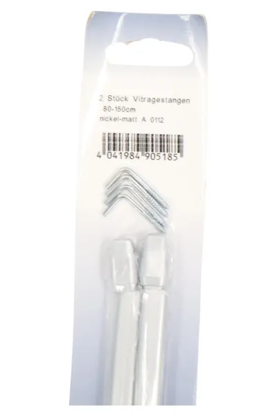 2 Stück Vitragestangen 80-150 cm nickel-matt Gardinenstange ausziehbar