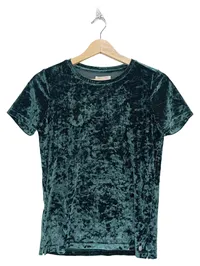 Cotton Club Damen Samt T-Shirt Grün Gr. 34/XS Modisch Kurzarm 1