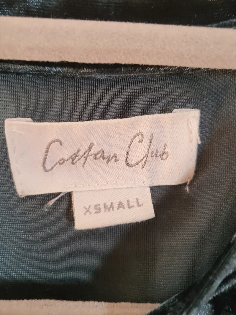 Cotton Club Damen Samt T-Shirt Grün Gr. 34/XS Modisch Kurzarm 3