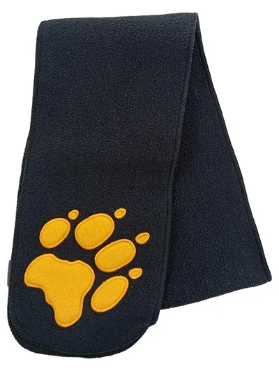 Jack Wolfskin Fleece Schal Schwarz Pfoten Logo Outdoor 130cm Polyester