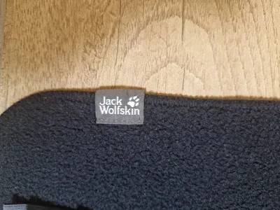 Jack Wolfskin Fleece Schal Schwarz Pfoten Logo Outdoor 130cm Polyester