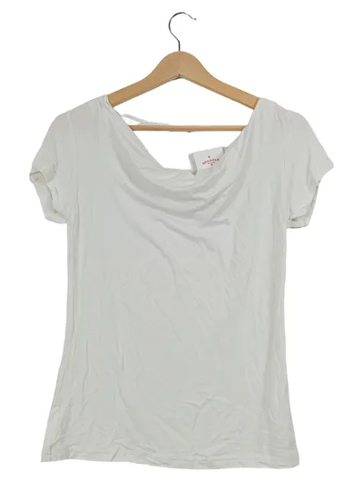 rock-it-baby Damen T-Shirt Gr. 36 Weiß Feminin Wasserfallkragen Basic Shirt