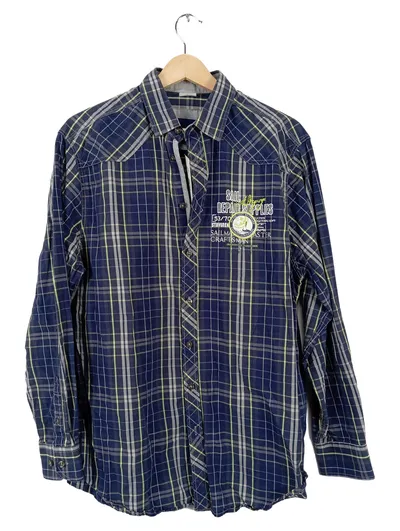 Babista Herren Freizeithemd Karohemd Langarm Blau Gr. 40/L Baumwolle