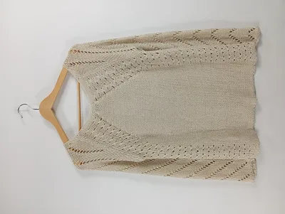 LASCANA Damen Strickpullover Pullover Beige Lochmuster Gr. 36 S