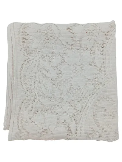 Tischdecke Quadratisch 99x99 cm Spitze Weiß Floral Vintage Landhausstil Deko