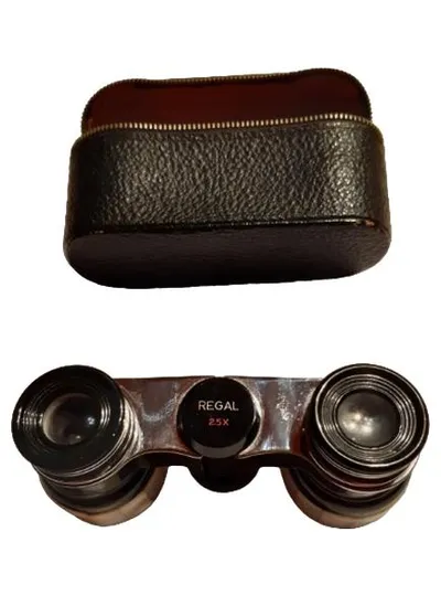 REGAL 25X Fernglas Opernglas mit Etui Schwarz 4cm x 10cm