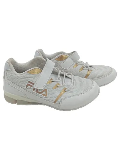 FILA Kinder Sportschuhe Sneaker Gr. 34 Weiß Gold Klettverschluss