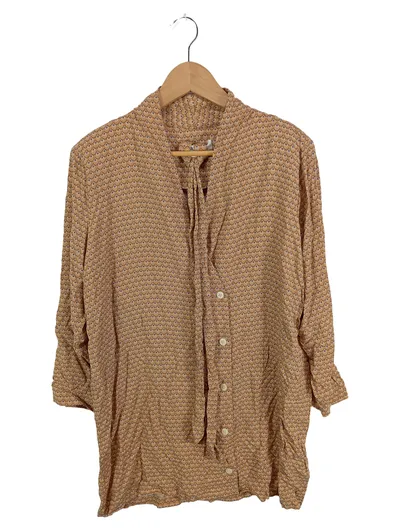 American Vintage Bluse Damen Gr. 36 S Beige Gemustert Vintage Stil