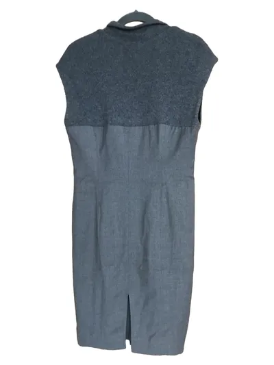 Daniel Hechter Damen Businesskleid Gr. 38 Grau Ärmellos Strukturmuster
