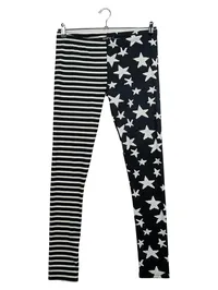 EMP Damen Leggings L Schwarz Sterne Streifen Casual 1