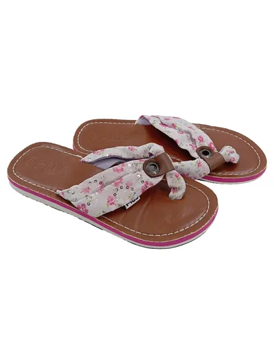 FILA Kinder Zehentrenner Sandalen Blumenmuster Pailletten Rosa Gr. 34