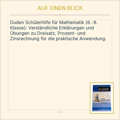 Duden Mathematik Übungsbuch 6.-8. Klasse Dreisatz Prozent Zinsrechnung